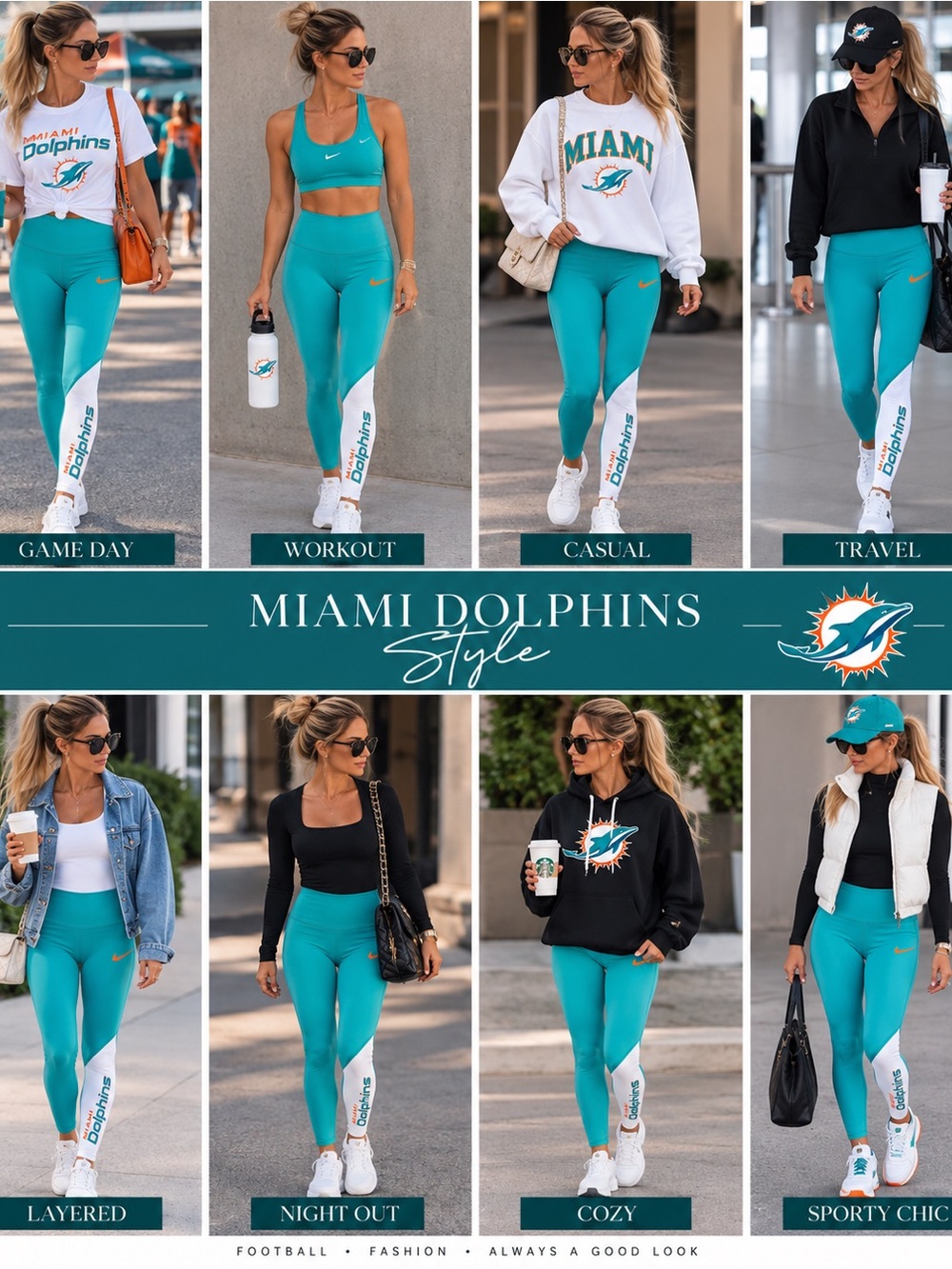 Women’s Miami dolphins dry fit leggings. Nike